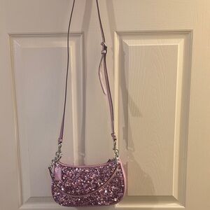 NWT Coach Sequin Shoulder & Crossbody Bag- Pink/Lavender Sparle